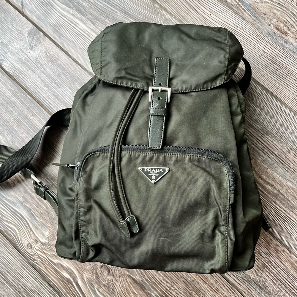 Vintage Prada Nylon Backpack Green